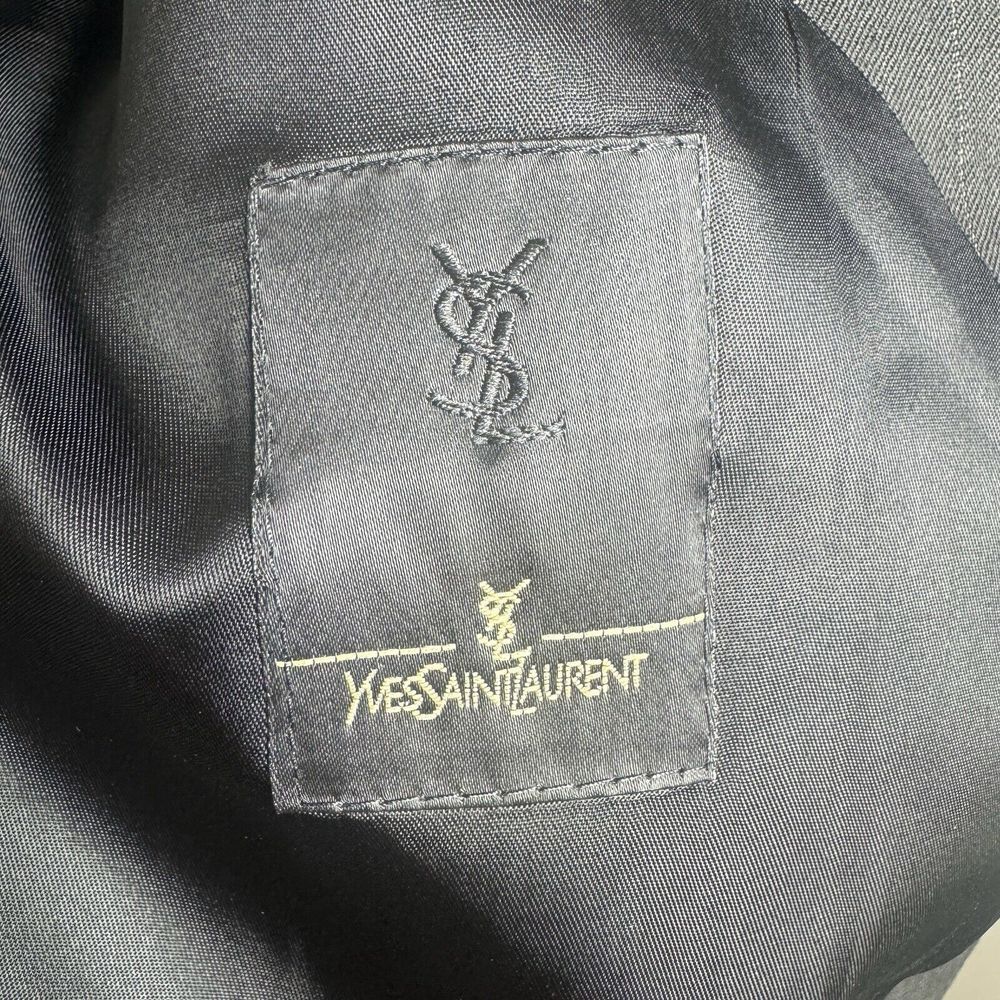 Yves Saint Laurent 100%‎ Wool Pinstripe Sport Coat Blazer Jacket Size 44R Black - Picture 8 of 16